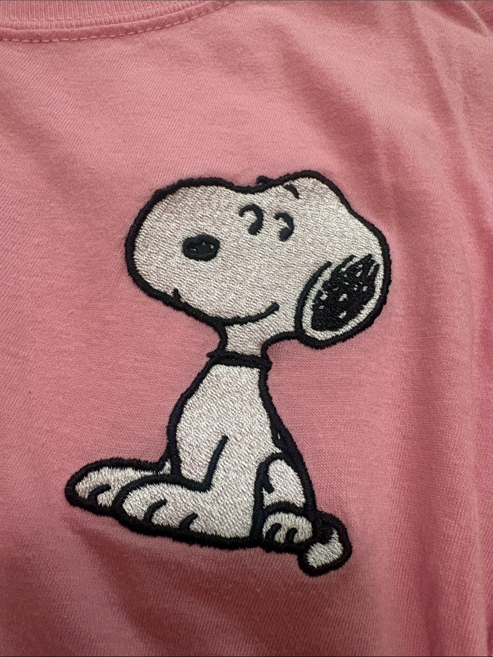Peanuts Pink Tie-Front Crop Tee Tshirt with Snoopy Patch Medium - Picture 2 of 4